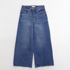 OAT NEW YORK Womens Wide Leg Cropped Denim Jeans Blue Raw Hem Size 4 / 27